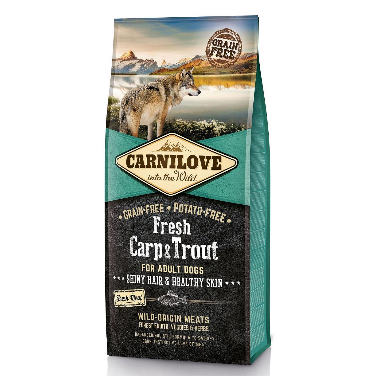 Сухой корм для взрослых собак Carnilove Fresh Hair Healthy Skin с карпом и форелью 12 кг, фото №1