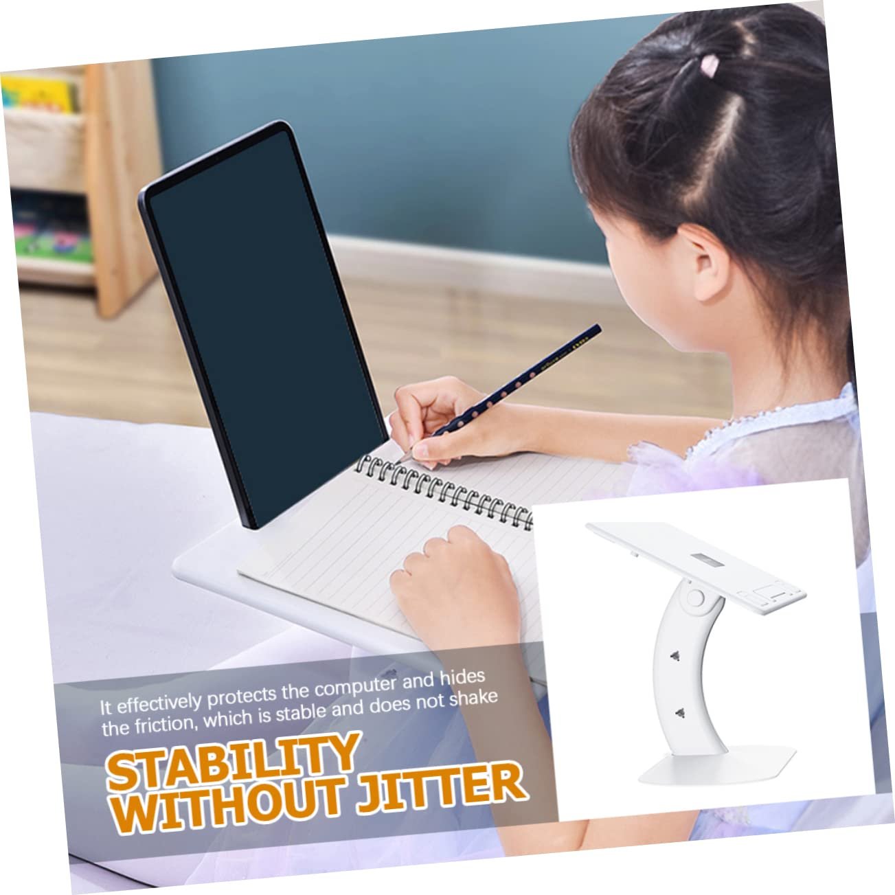 Підставка для ноутбука Halterung Ergonomischer Faltbarer для столу, стабільна, портативна, дизайн з гнучким затискачем для книг, фото №9