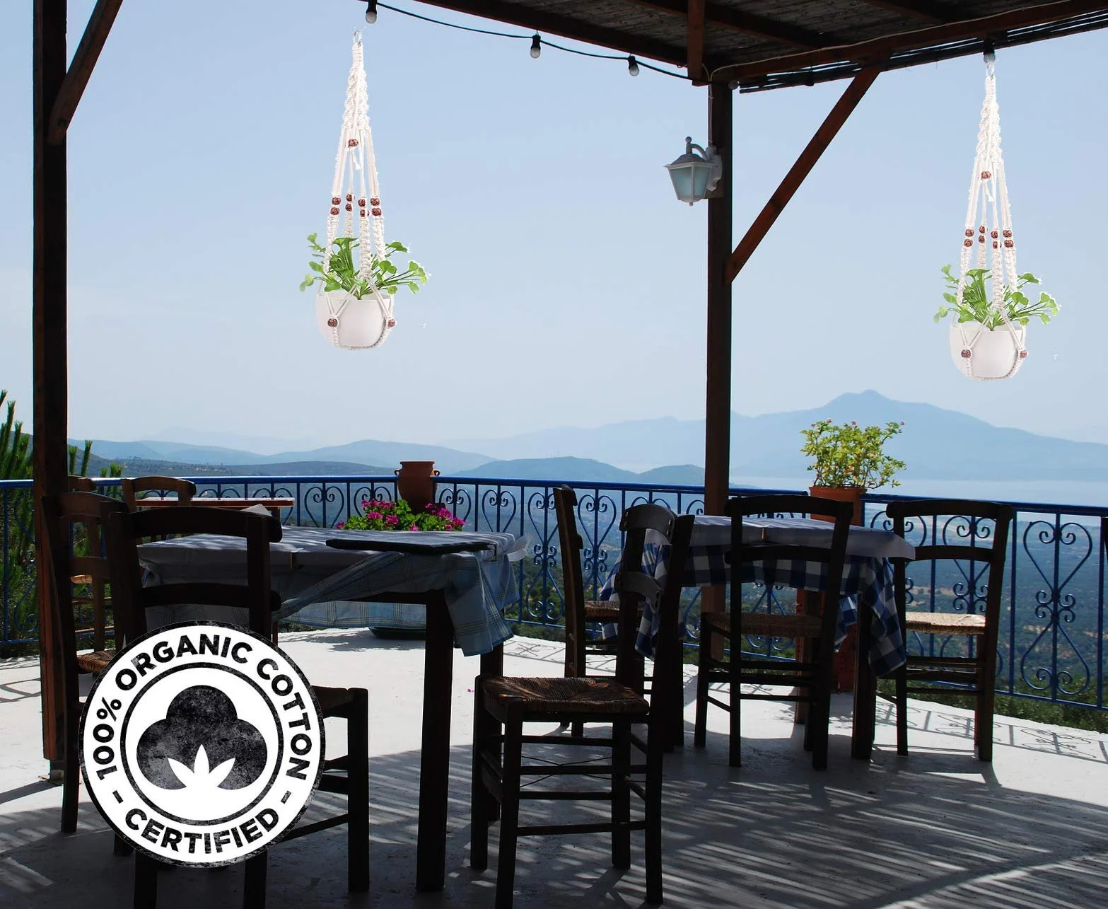 Подвесная корзина макраме 90 см Boho, фото №5 Подвесная корзина макраме 90 см Boho, фото №5