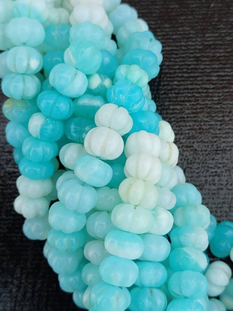 Бусины из натурального перуанского опала, гладкие, арбуз, 8.5-9 мм, нить длиной 40.6 см, ожерелья, браслета, фото №3