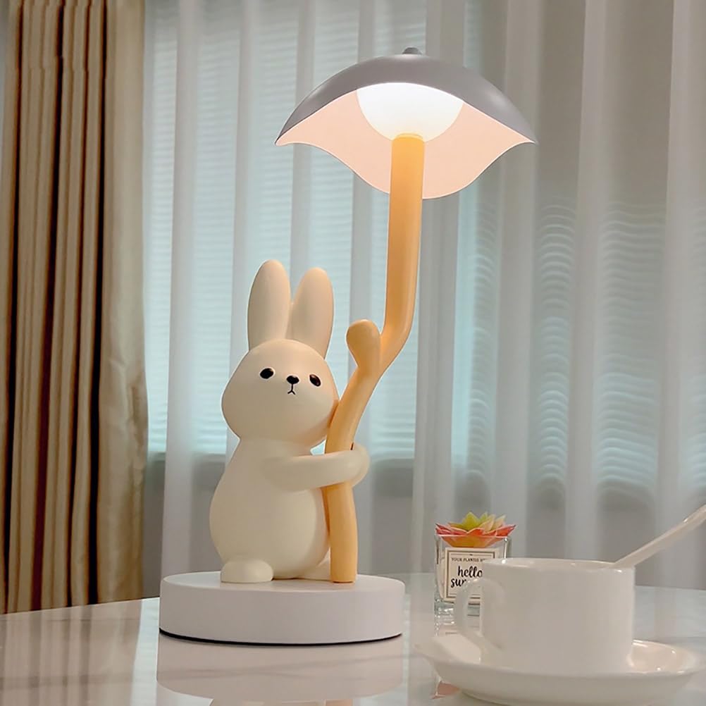 Лампа LOGT Mushroom Children's Table LED Сенсорная Диммируемая Грибная Настольная Лампа Беспроводная Батарея Ночник Кролик Декоративная Грибная Лампа для Детской Комнаты Спальни, фото №2