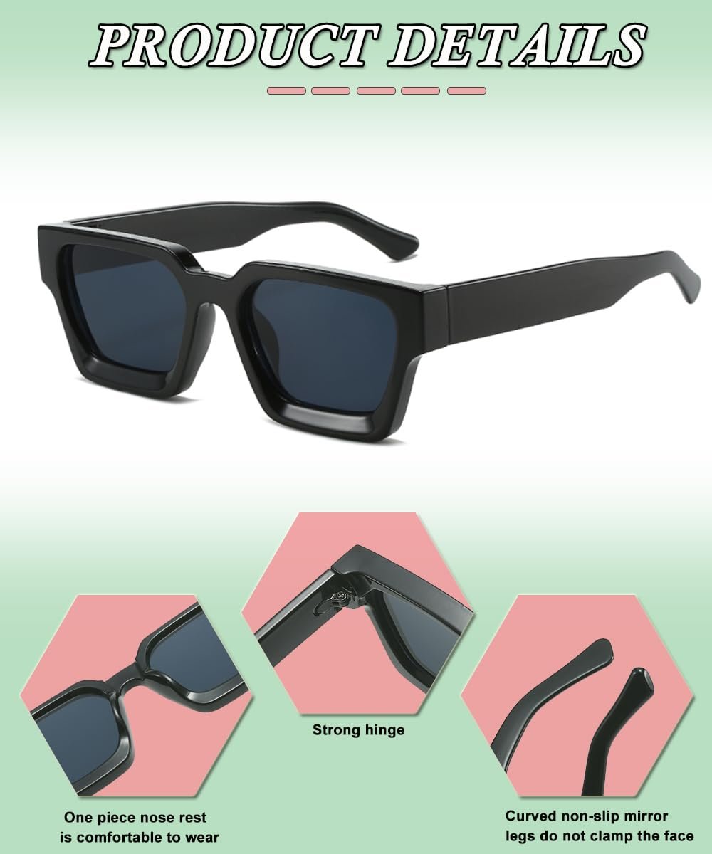 Сонцезахисні окуляри Retro XITUADDA Прямокутні для чоловіків і жінок UV400, фото №6 Сонцезахисні окуляри Retro XITUADDA Прямокутні для чоловіків і жінок UV400, фото №6