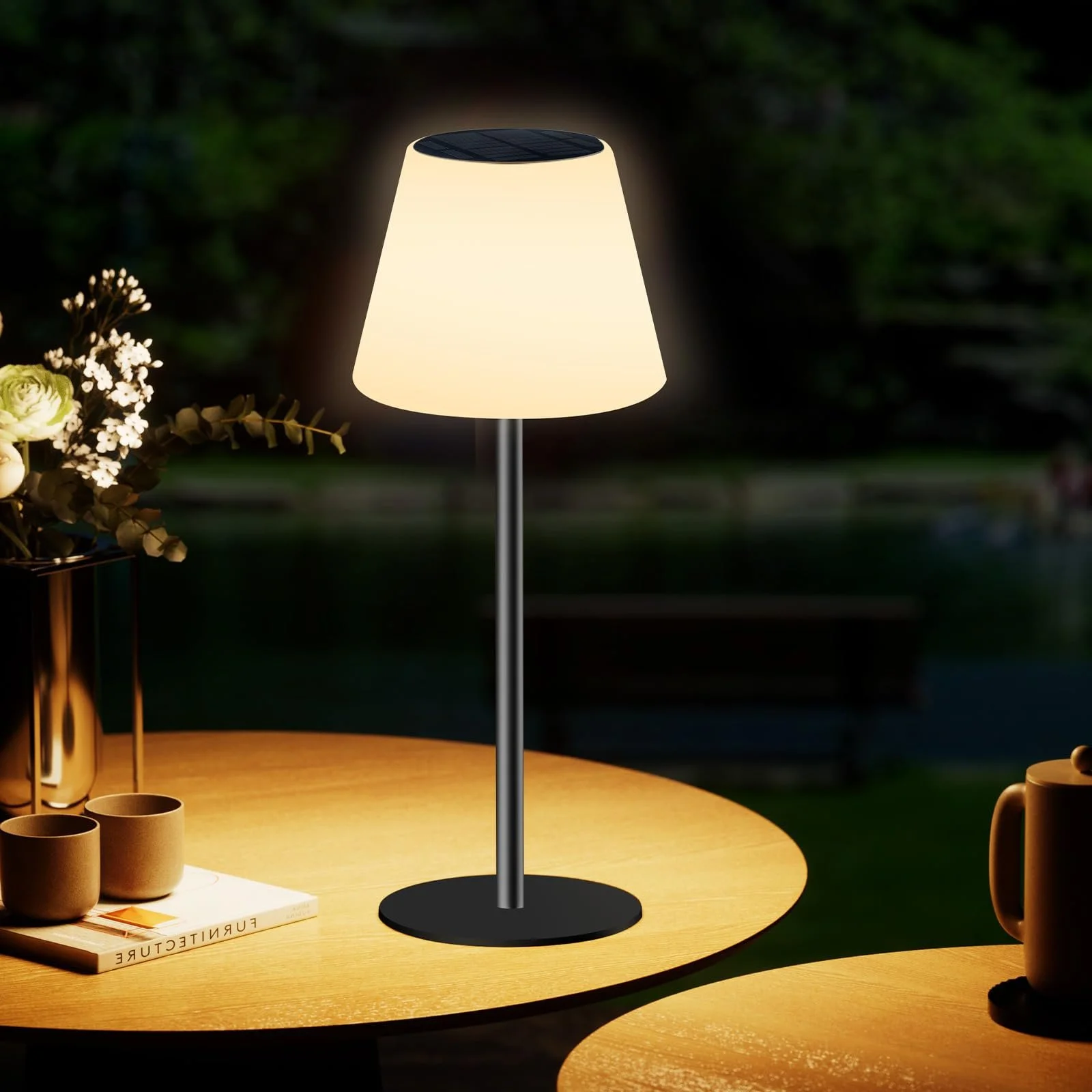 Настільна лампа Solar Outdoor Lamp акумуляторна LED бездротова з регулюванням яскравості Warm White + RGB та датчиком світла, фото №1
