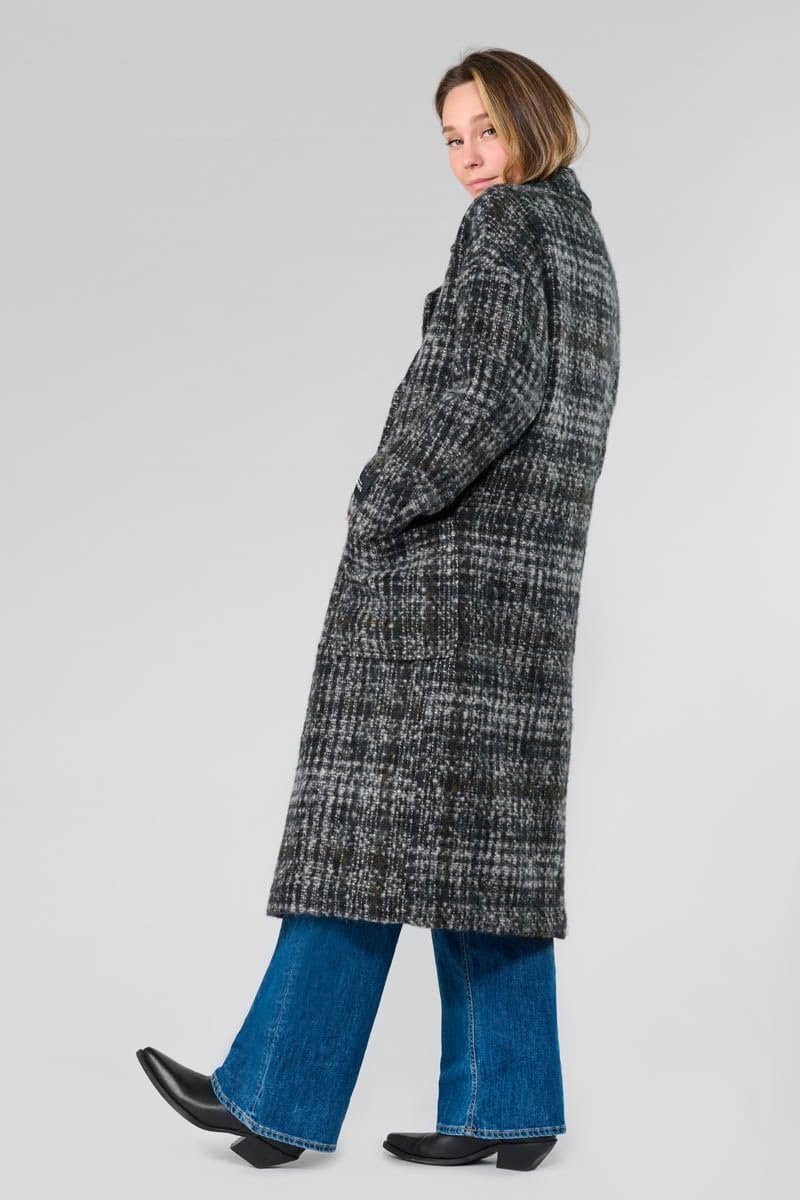 Пальто Le Temps des Cerises Aklys довге в клітинку, фото №4