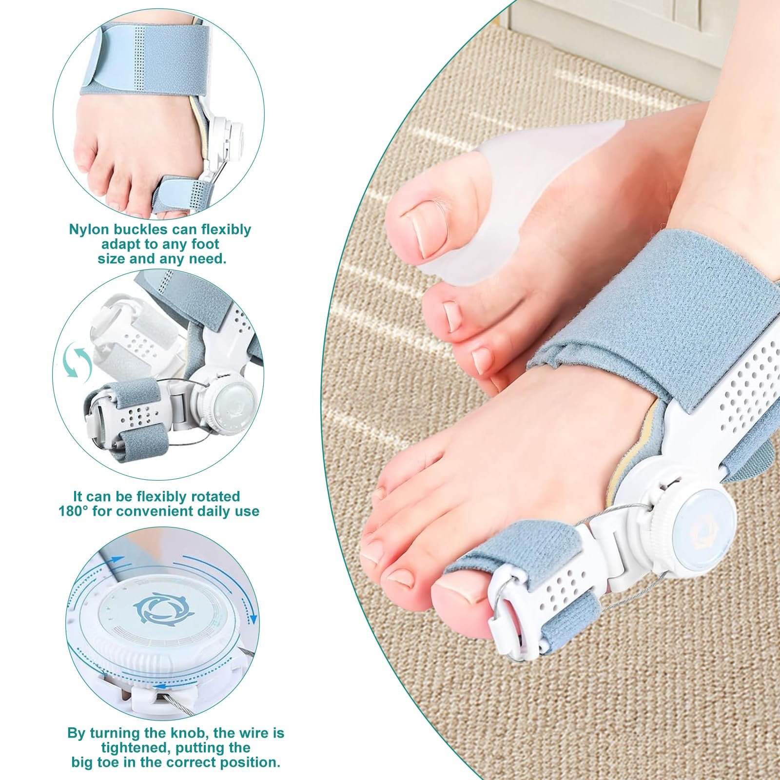 Коректор великого пальця стопи Універсальний розмір для лівої та правої ноги 2 шт., фото №5