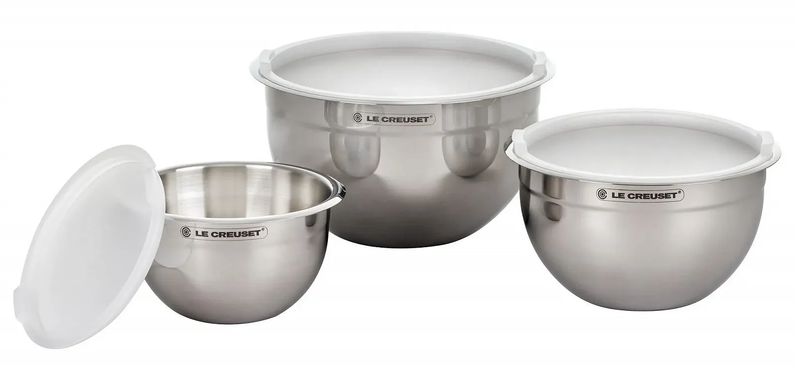 Набір чаш для змішування LE CREUSET 41901000010000 3 штуки з нержавіючої сталі з кришкою, фото №1
