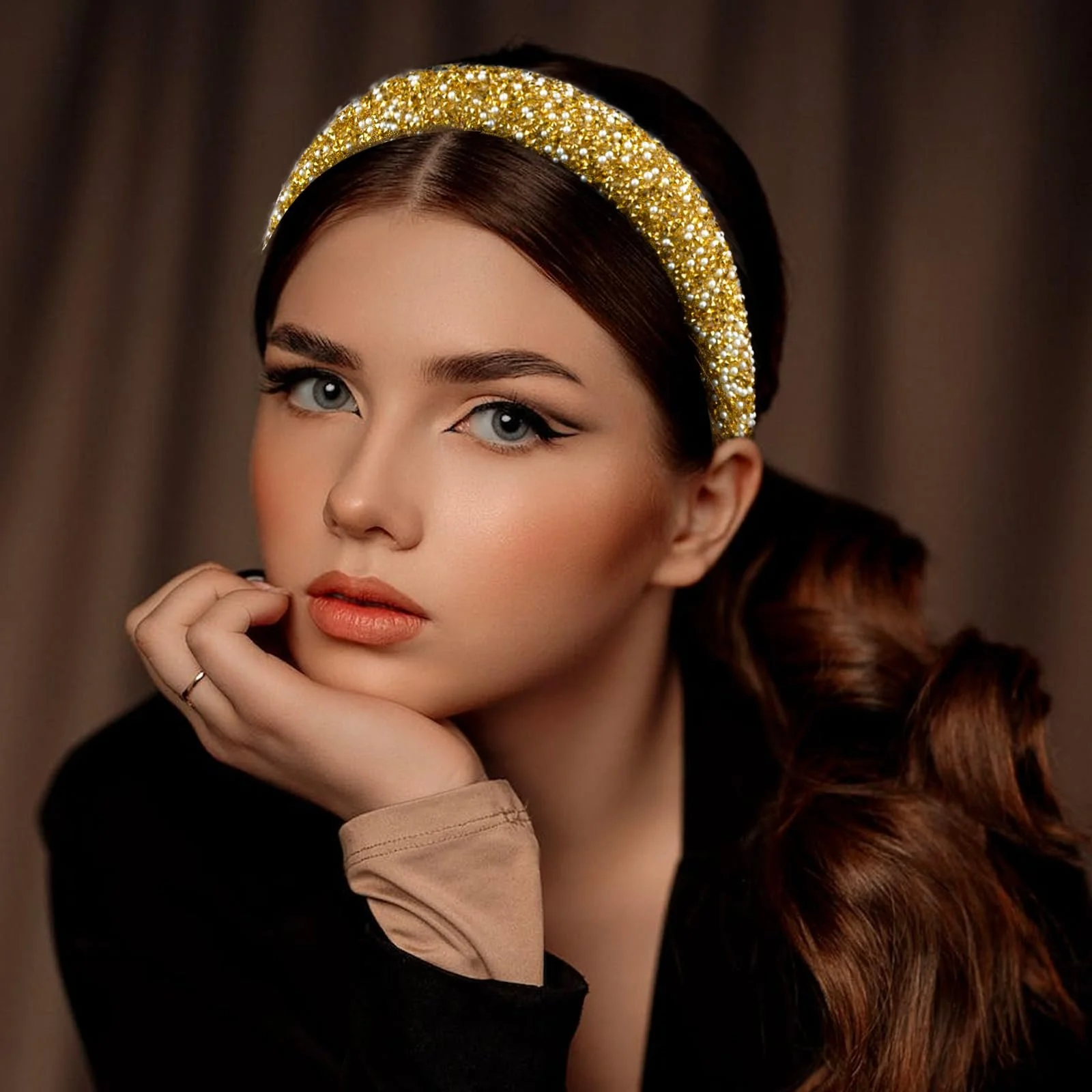 Жіночий обруч Блискучий обруч з Rhinestone Широкий, фото №4