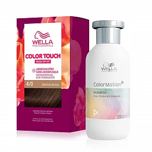 Напівперманентна фарба для волосся без аміаку 4/0 Середньо-коричневий (130 мл) та Шампунь для захисту кольору ColorMotion+ Більше блиску та стійкості (250 мл) - Фото 1