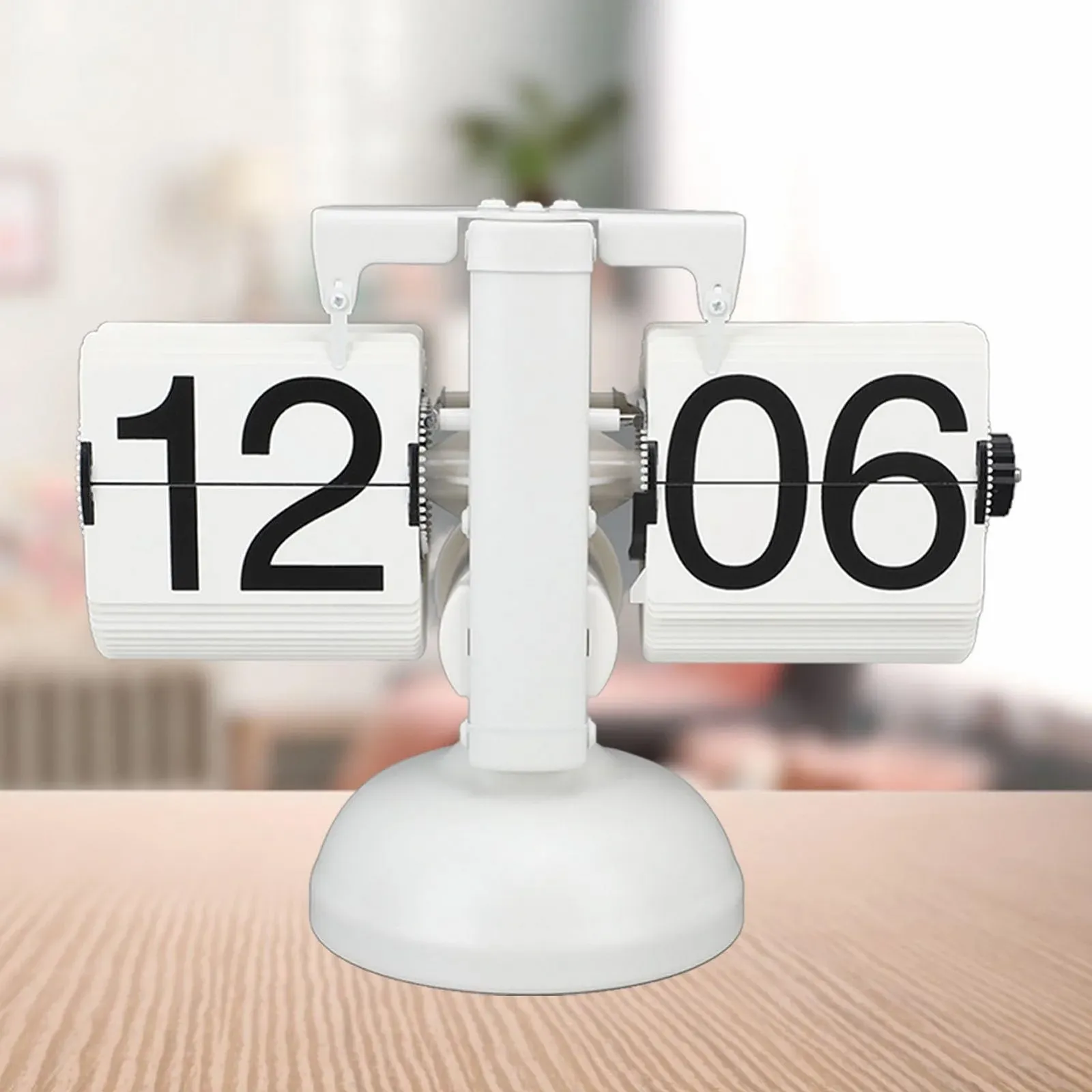 Годинник настільний Mumusuki Retro Folding, батарейне живлення, нержавіюча сталь, регульований час, легко читається, білий, фото №5