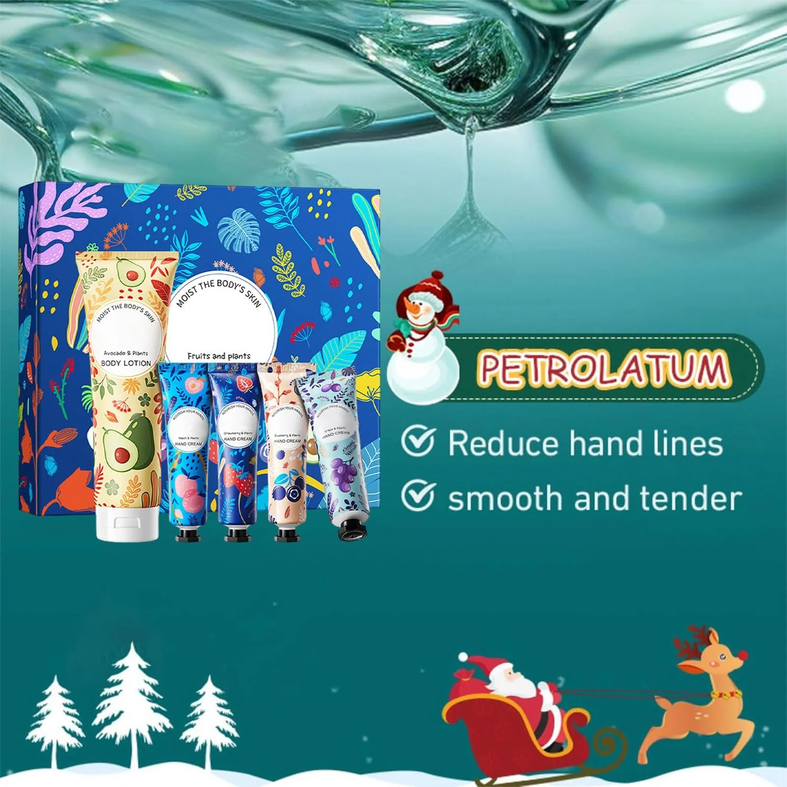 Рождественский подарочный набор, Крем для рук для сухой кожи, Увлажняющий крем для рук для женщин и мужчин, Рождественский подарочный набор кремов для рук, Увлажняющий крем для рук, 5 штук, фото №6