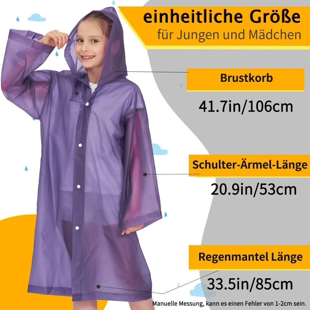 Дитяче дощове пончо Opret (2 шт.) Водонепроникний дощовик багаторазового використання, фото №2