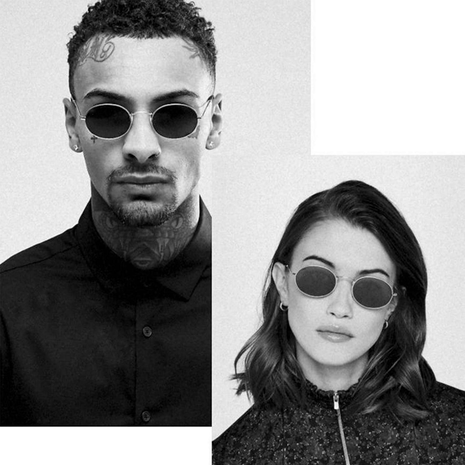 Овальні сонцезахисні окуляри RUNHUIS для жінок і чоловіків, вінтажні, класичні, круглі, з металевою оправою, фото №7