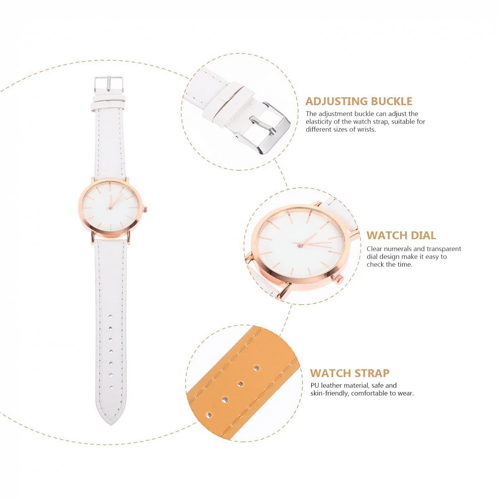 Кварцевые часы LIFKOME Женские часы Ультраплоские Белые Аналоговые Кожаный PU, фото №9