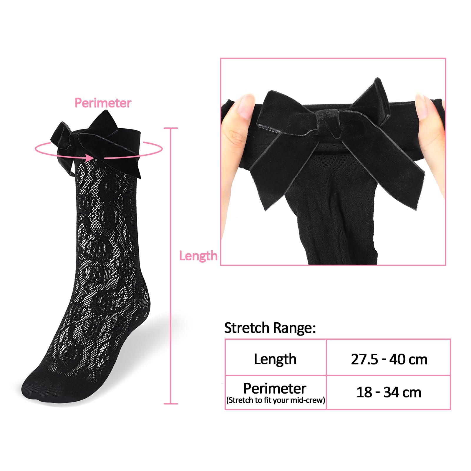 Носки LittleForBig Женские Кружевные Цветочные Велюровые с Бантом и Рюшами на Щиколотках, 2 пары в наборе, фото №3