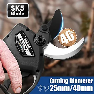 Секатор акумуляторний SWANSOFT 8605, 40 мм, 1050 Вт, 21 В, 2 А, для оливкових дерев, виноградника synthetic.ua - Фото 1