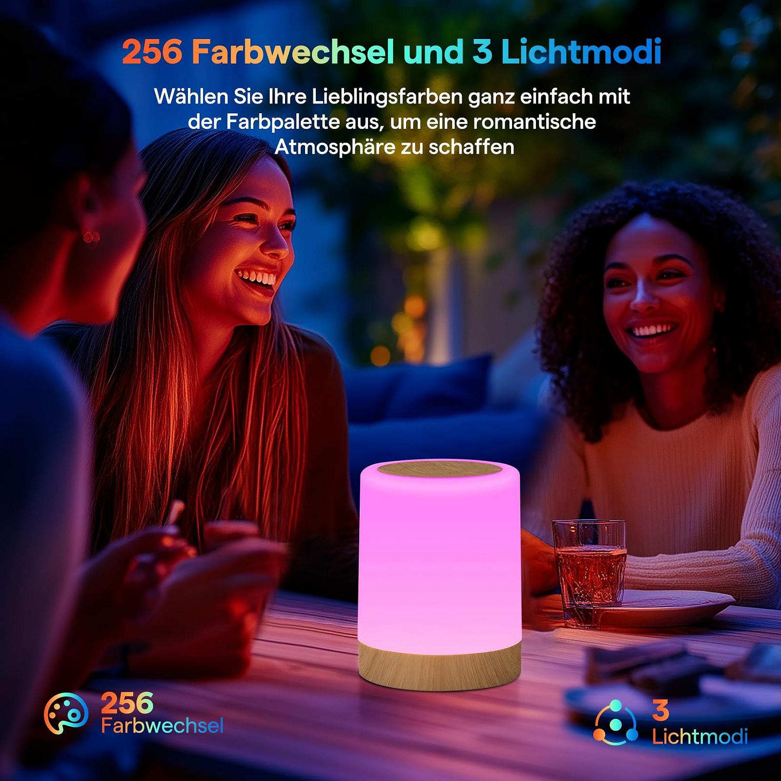 Лампа нічна LED сенсорна акумуляторна 256 кольорів з таймером та гачком, фото №4