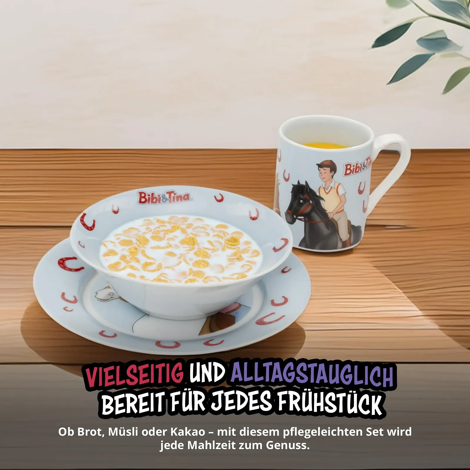 Детский набор посуды United Labels Bibi & Tina, 3 предмета, голубой, фарфоровый, фото №3 Детский набор посуды United Labels Bibi & Tina, 3 предмета, голубой, фарфоровый, фото №3