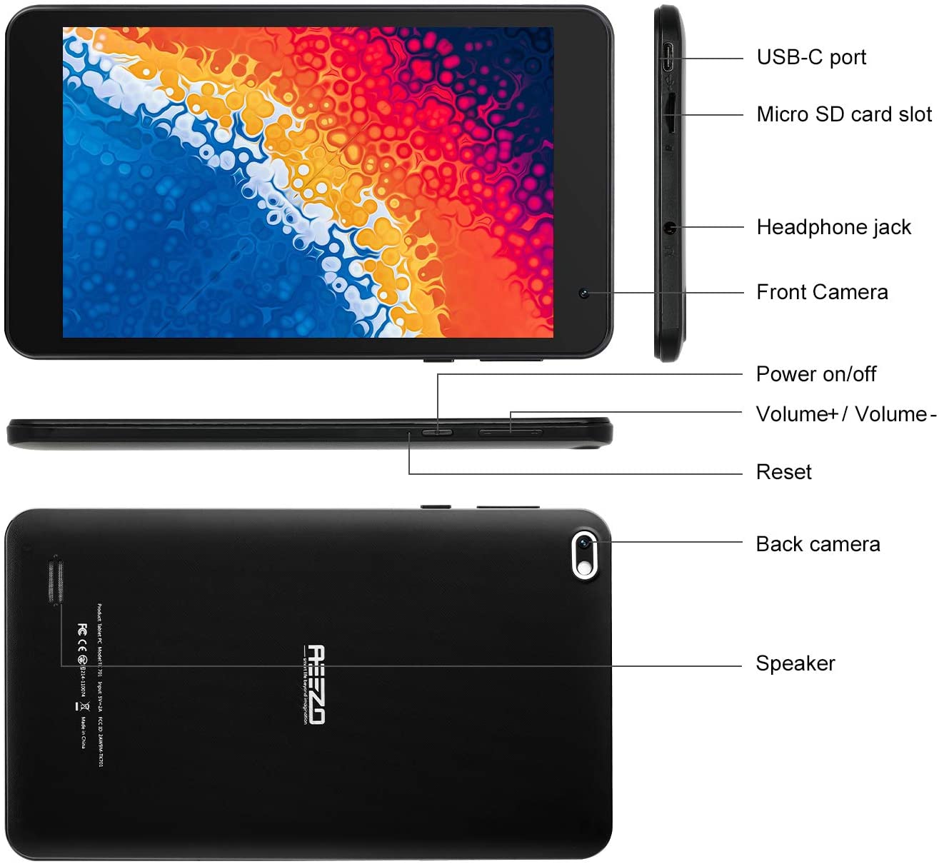 Планшет 7" Aeezo TP701 2/32Gb 4 ядра Android 10 5000 mAh Черный, фото №4
