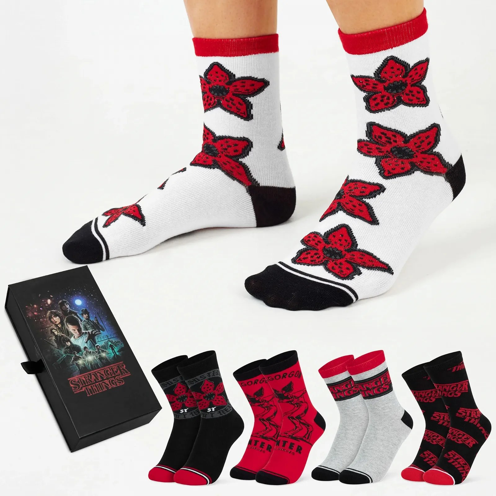 Носки Stranger Things, смешные, для женщин и подростков, набор 5 пар - Размер 35-41, красочные, хлопковые, подарок для женщин, фото №2