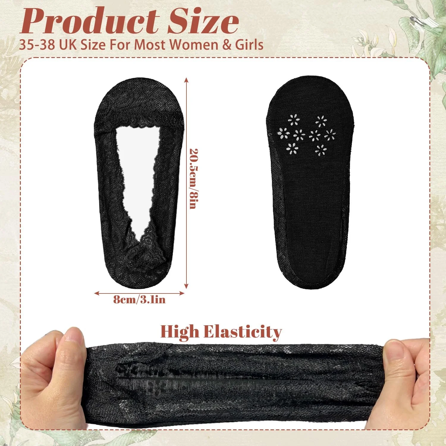 Жіночі шкарпетки-невидимки Мереживні 6 пар, фото №2