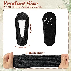 Женские носки-невидимки Кружевные 6 пар - Черный + Натуральный synthetic.ua - Фото 1