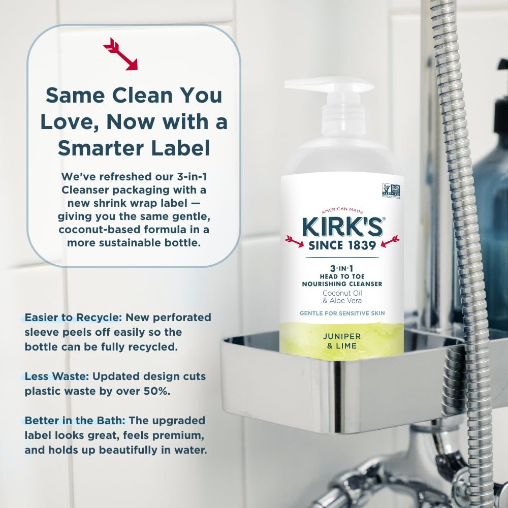 Живильний очищувальний засіб 3-в-1 Kirk's Head to Toe Juniper & Lime 32 fl oz (1 шт), фото №7