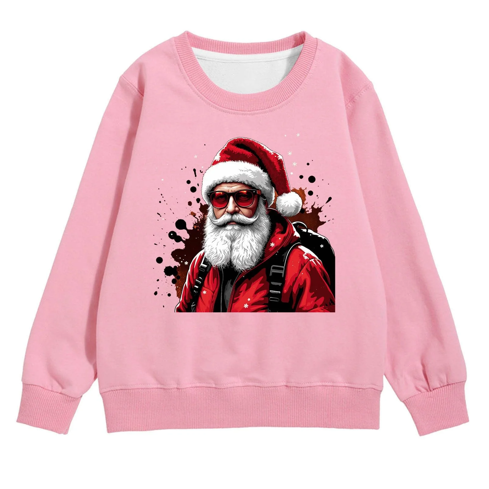 Пуловер для девочки с принтом, круглым вырезом и карманом, длинные рукава, теплый зимний, мягкая повседневная одежда, размер 140, фото №1