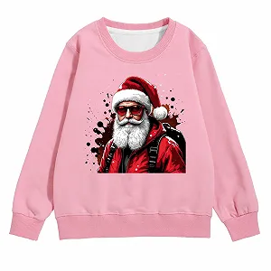 Пуловер для девочки с принтом, круглым вырезом и карманом, длинные рукава, теплый зимний, мягкая повседневная одежда, размер 140 - Фото 1