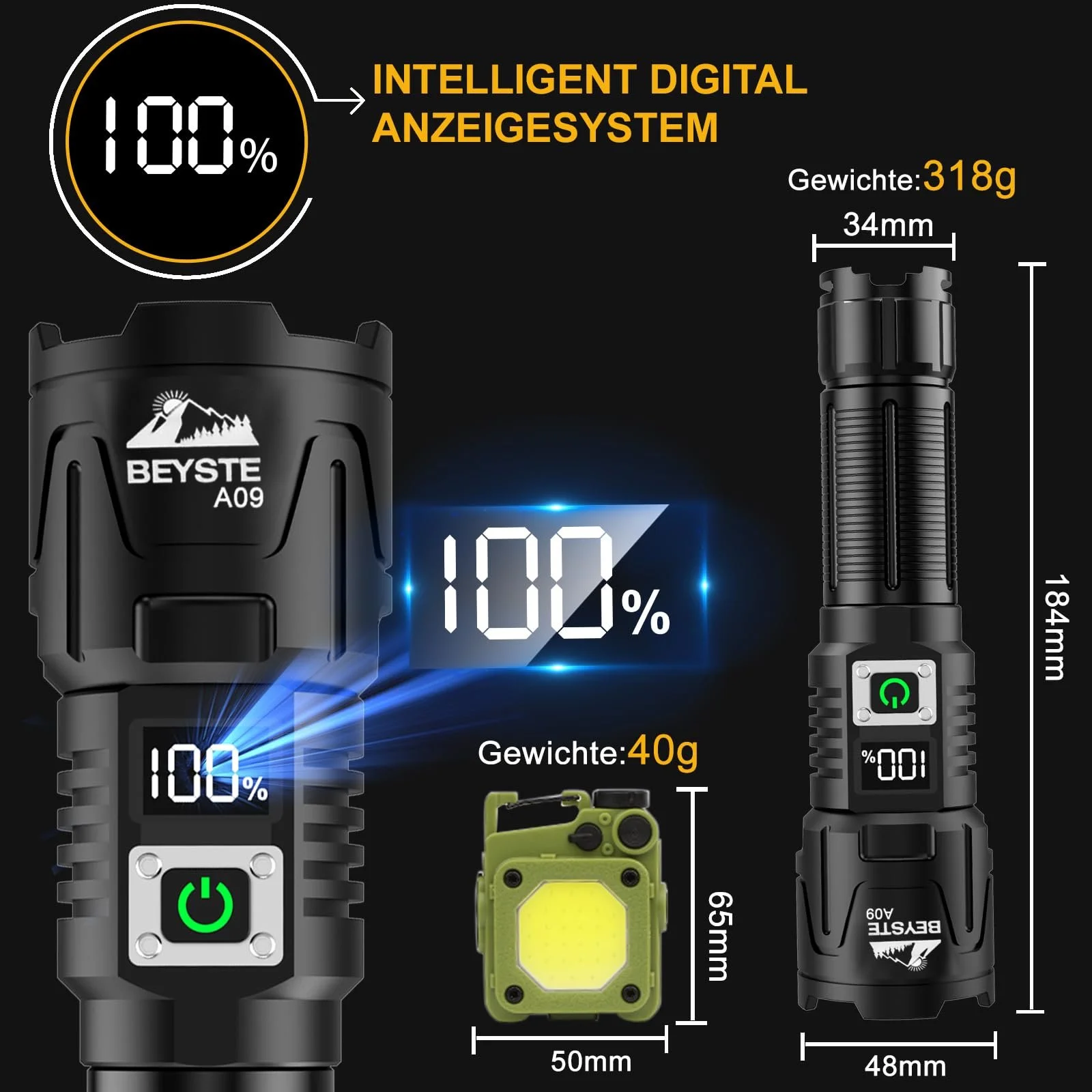 Перезаряджуваний LED ліхтар 500 000 люмен, фото №5