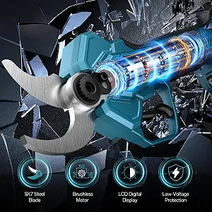 Секатор акумуляторний MIRTHBUY 18 V, 40 мм електричний, максимальне відкриття 65 мм, безщітковий двигун, РК-дисплей, для обрізки дерев (без акумулятора, без зарядного пристрою) synthetic.ua - Фото 1