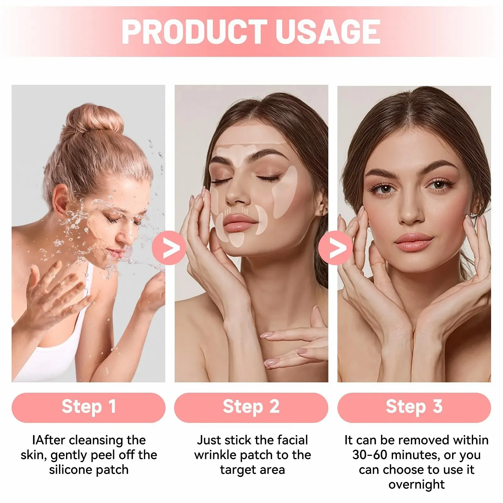 Силіконові пластирі від зморшок - Анти-зморшкові пластирі для обличчя та декольте (16 штук в упаковці), фото №3 Силіконові пластирі від зморшок - Анти-зморшкові пластирі для обличчя та декольте (16 штук в упаковці), фото №3