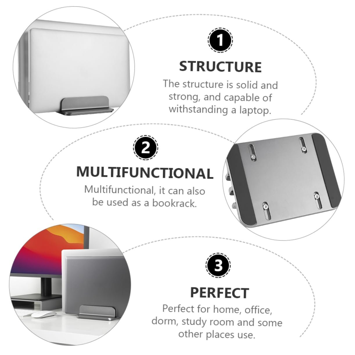Вертикальна Підставка Алюмінієвий сплав для Ноутбука Ергономічна для столу Багатофункціональна для дому, офісу, навчання Міцна Легка, фото №8 Вертикальна Підставка Алюмінієвий сплав для Ноутбука Ергономічна для столу Багатофункціональна для дому, офісу, навчання Міцна Легка, фото №8
