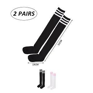Гетры в полоску 2 пары, Женские термоноски, Носки до колена, Подходящие женские носки для сапог, Полосатые носки для ног (Белый, Черный), белый / черный synthetic.ua - Фото 1