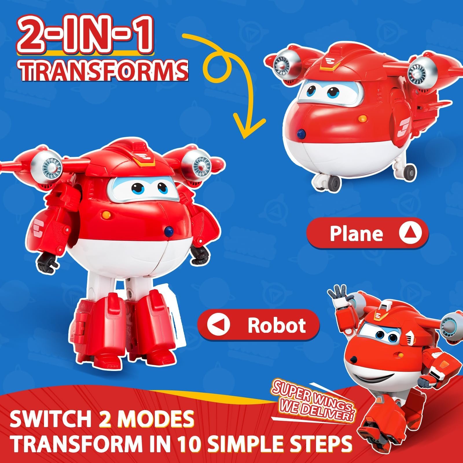 Трансформер Auldey Super Wings JETT Supercharge 12 см, многоцветный, фото №2