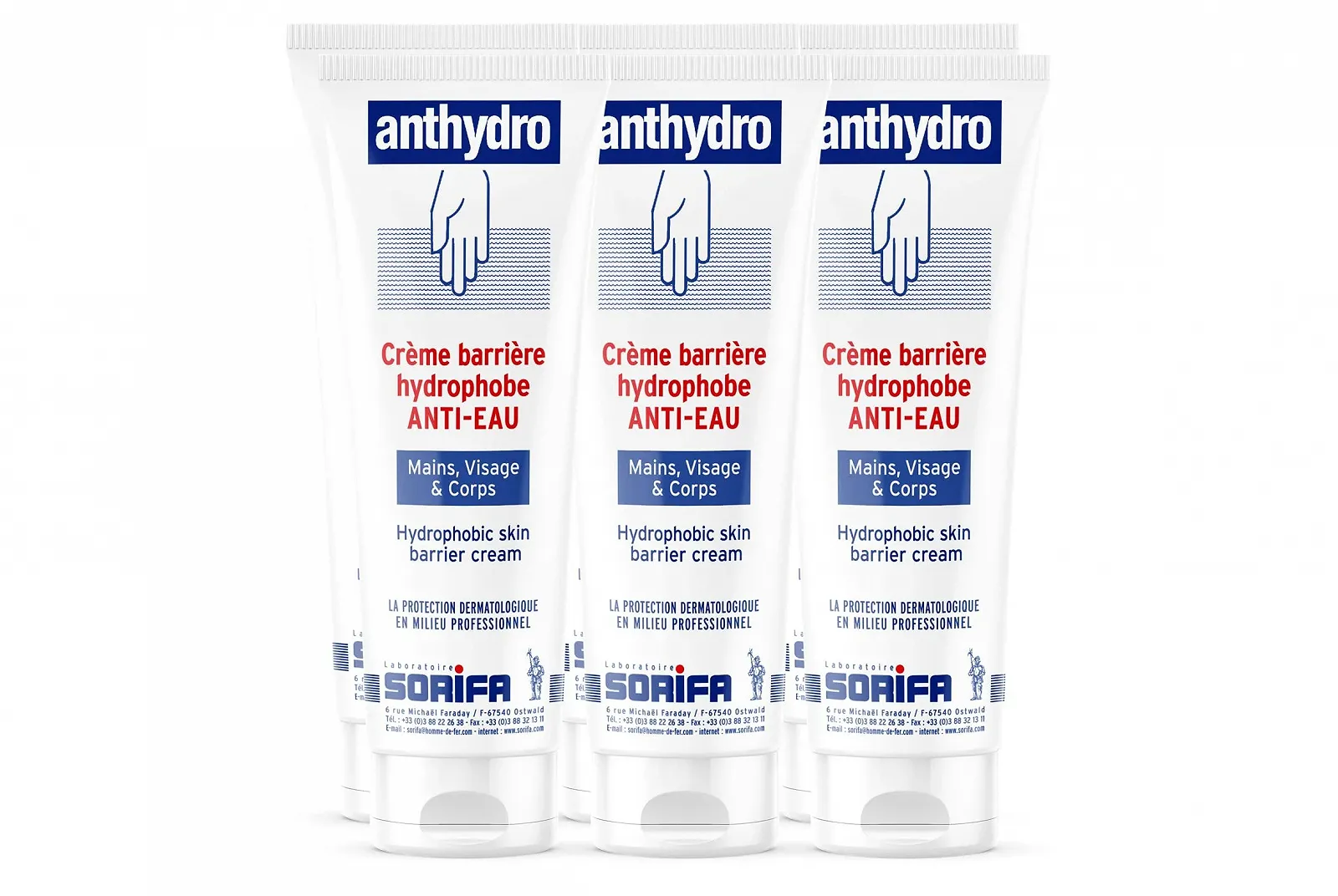 Крем Anthydro Barrier Cream для захисту від води для рук, обличчя та тіла, висока сумісність, без запаху, тюбик 125 мл (6 шт.), фото №1