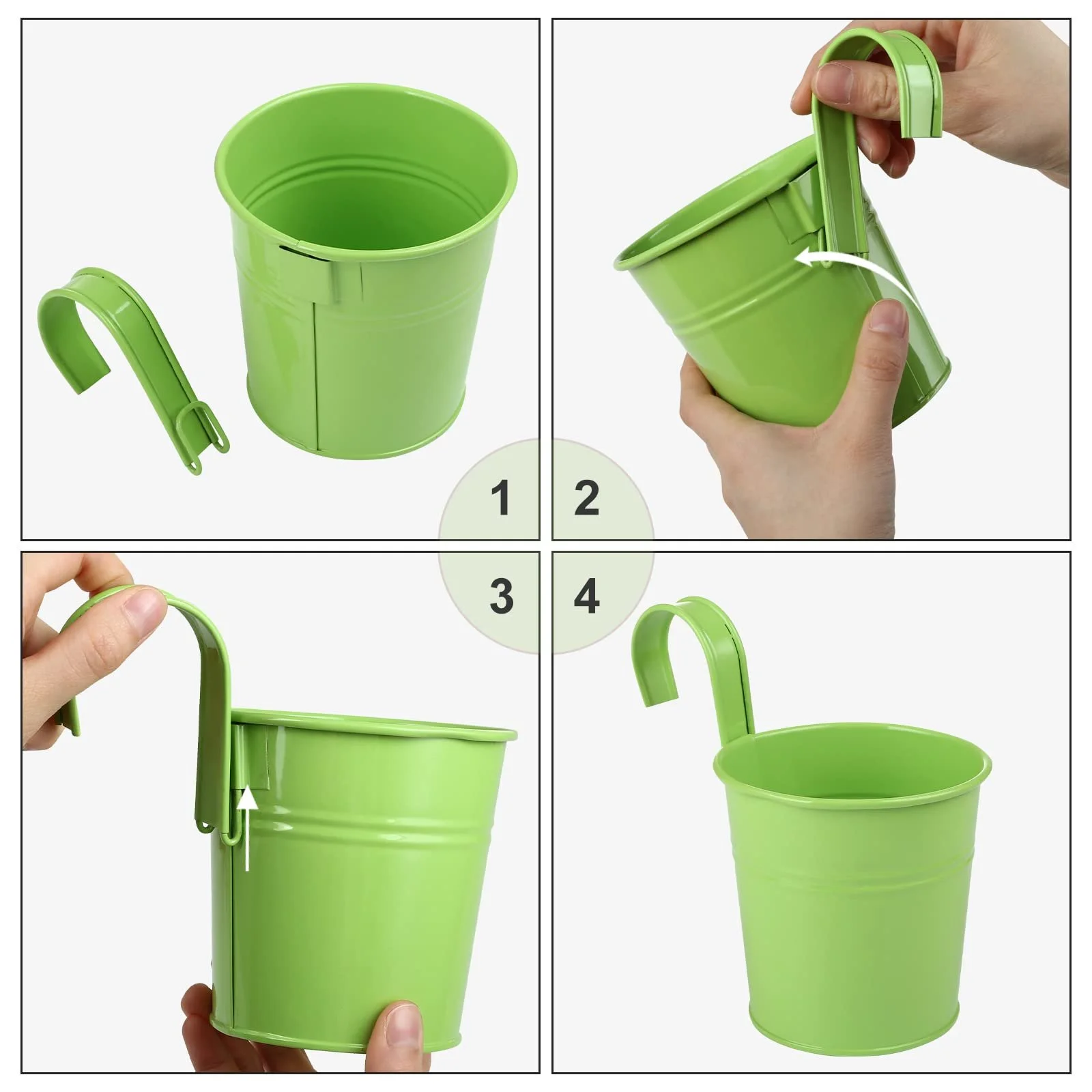 Підвісні горщики LIHAO Металеві зі знімною ручкою-гачком 6 шт. Набір, фото №3 Підвісні горщики LIHAO Металеві зі знімною ручкою-гачком 6 шт. Набір, фото №3