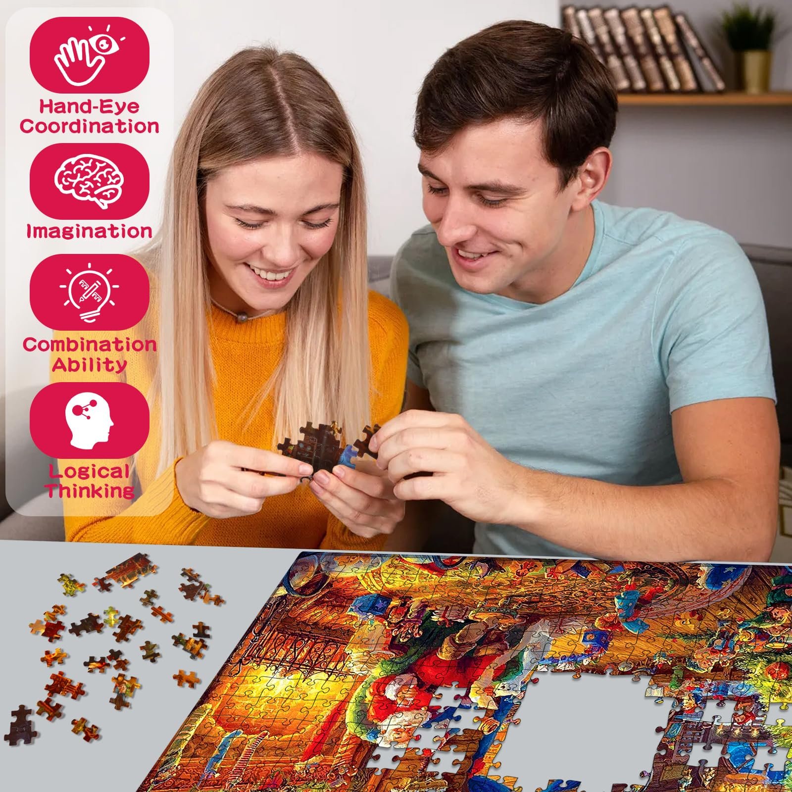 Пазл Santa Claus, 1000 елементів, Санта біля каміна, Різнокольоровий, фото №2