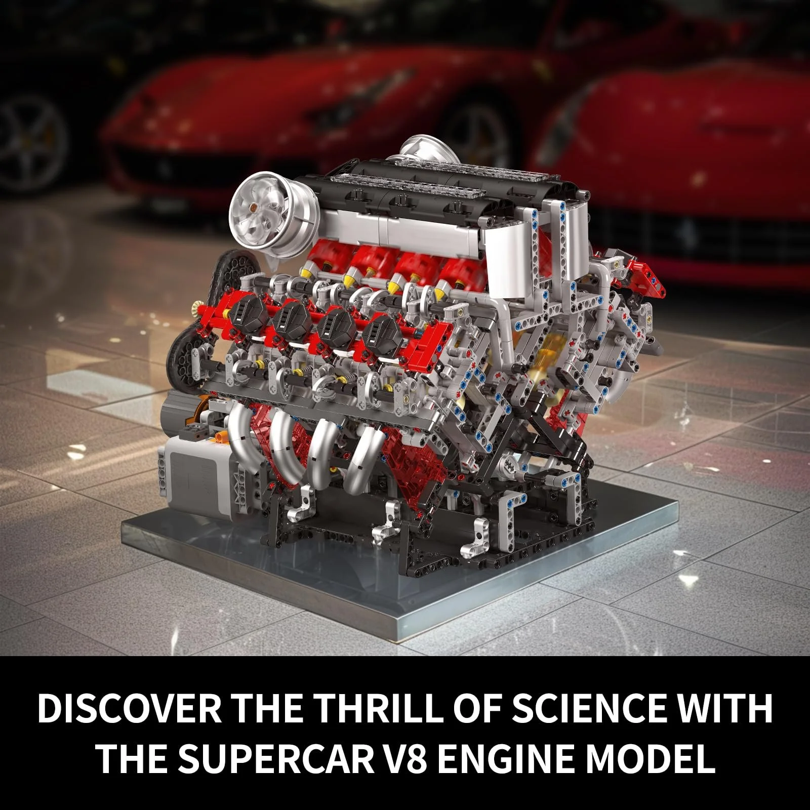 Конструктор Mould King Technik Super Sports Car V8 Engine, 2718 деталей, технология двигателя, восьмицилиндровый двигатель, коллекционные игрушки для мальчиков и девочек, фото №4