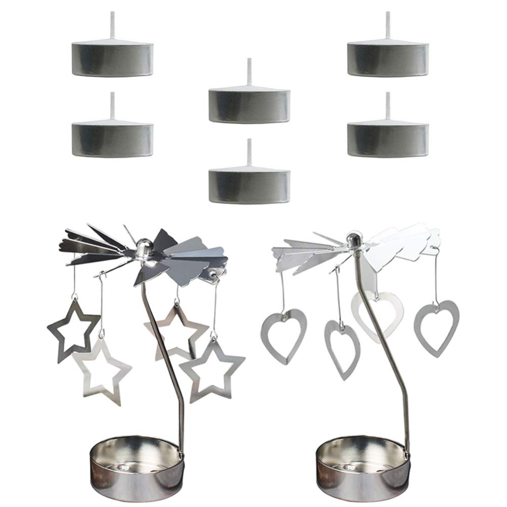 Подсвечник SOLUSTRE Rotating Star Heart Металлический с 6 чайными свечами Набор из 2, фото №1
