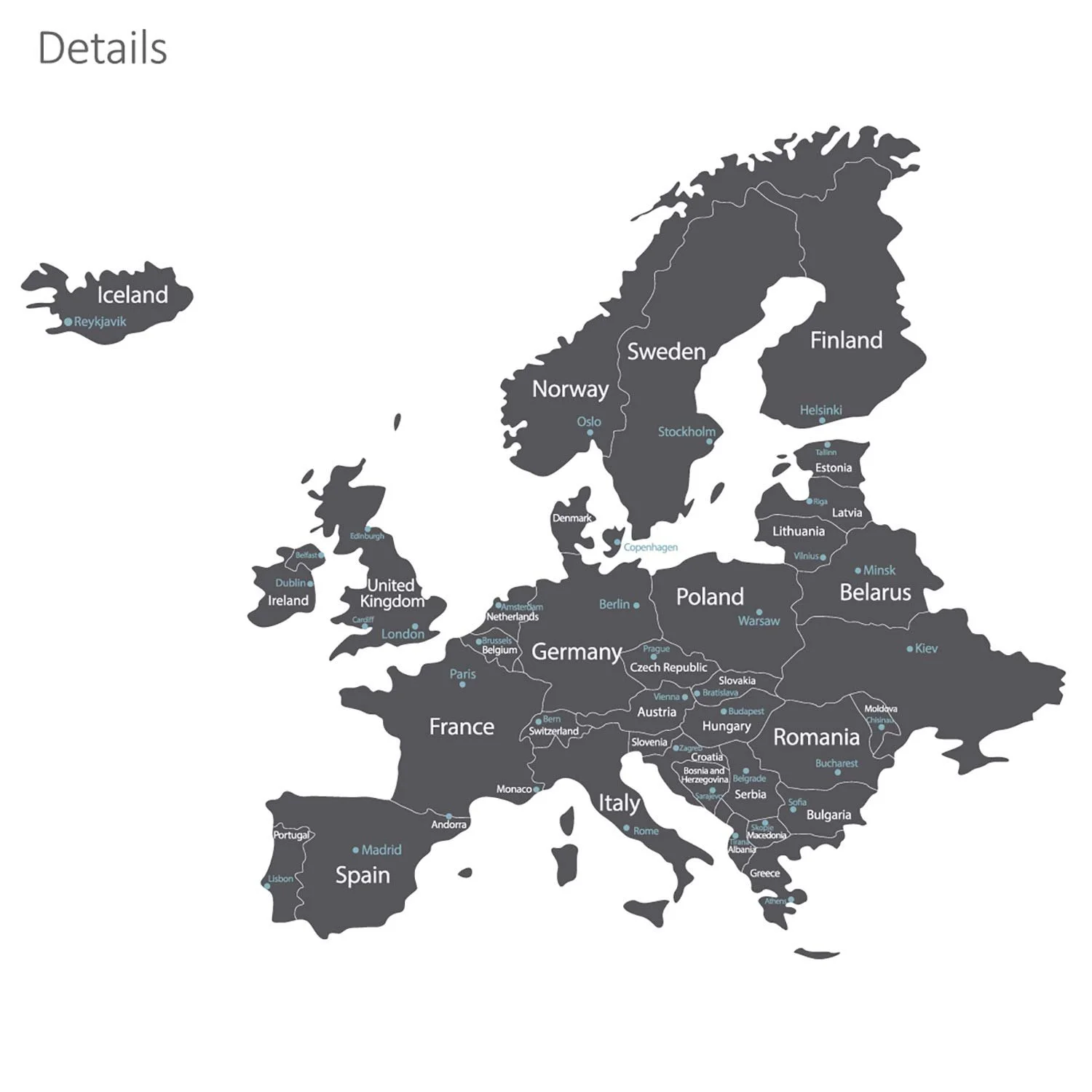 Наклейка для стін Decowall DLT 1609G Карта світу Модерн Сіра Extra Large, фото №4