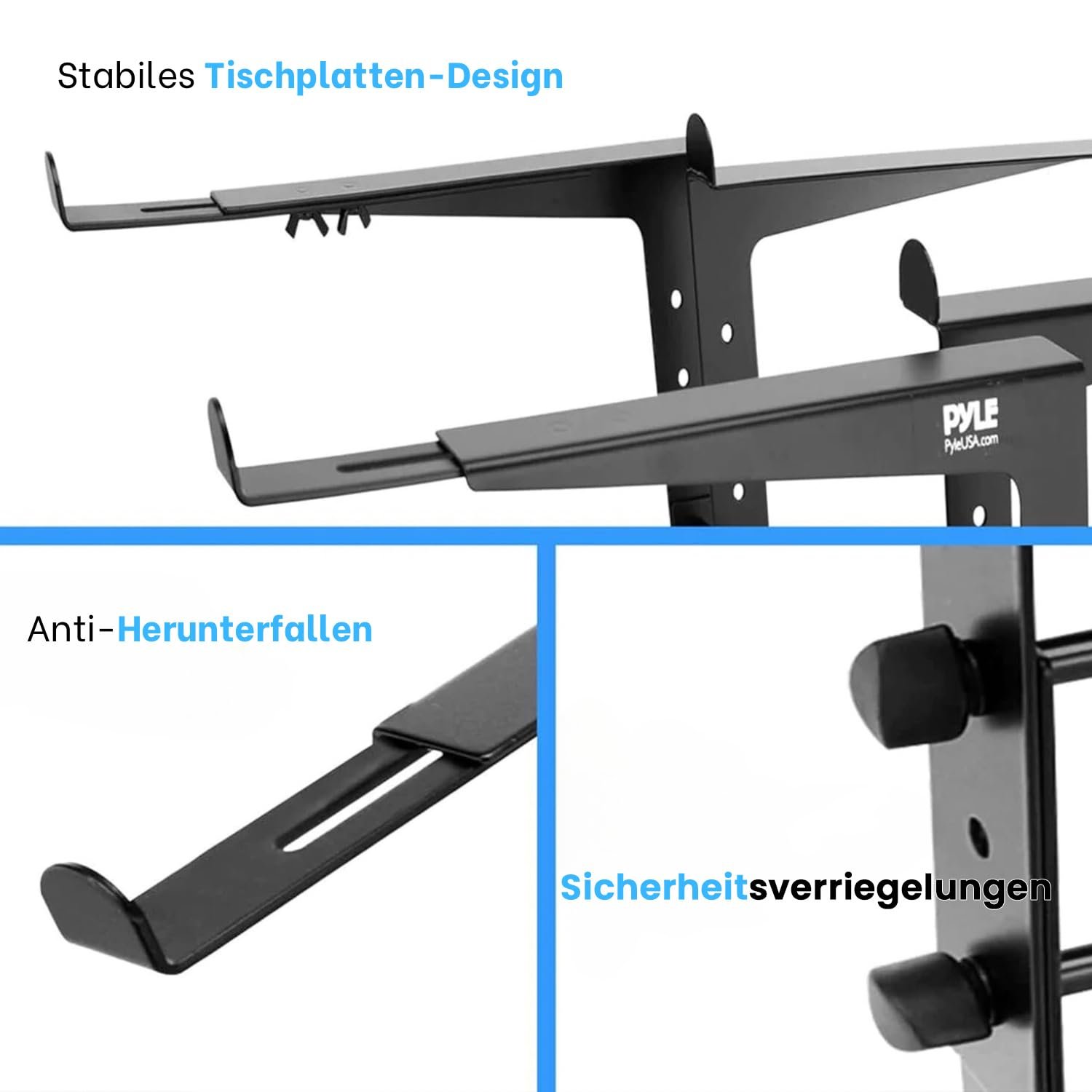 Подвійна Підставка для Ноутбука Pyle, регульована ширина, до 15 кг, фото №4