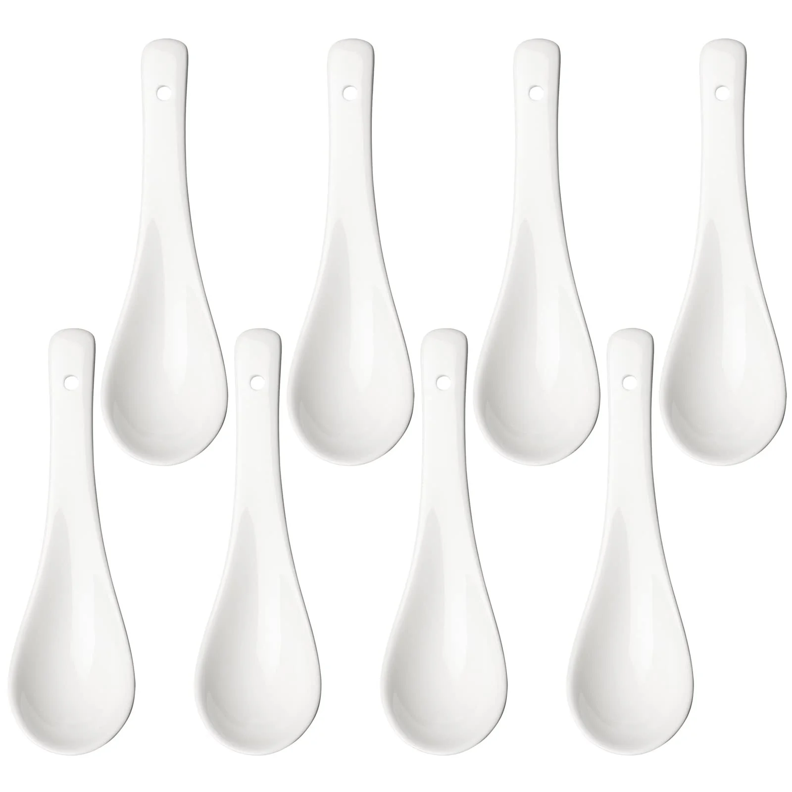 Ложка для супа керамическая малая Белая Азиатская ложка для рамена Бульона Каши Вонтона Фарфоровая ложка (SWSS8), фото №1