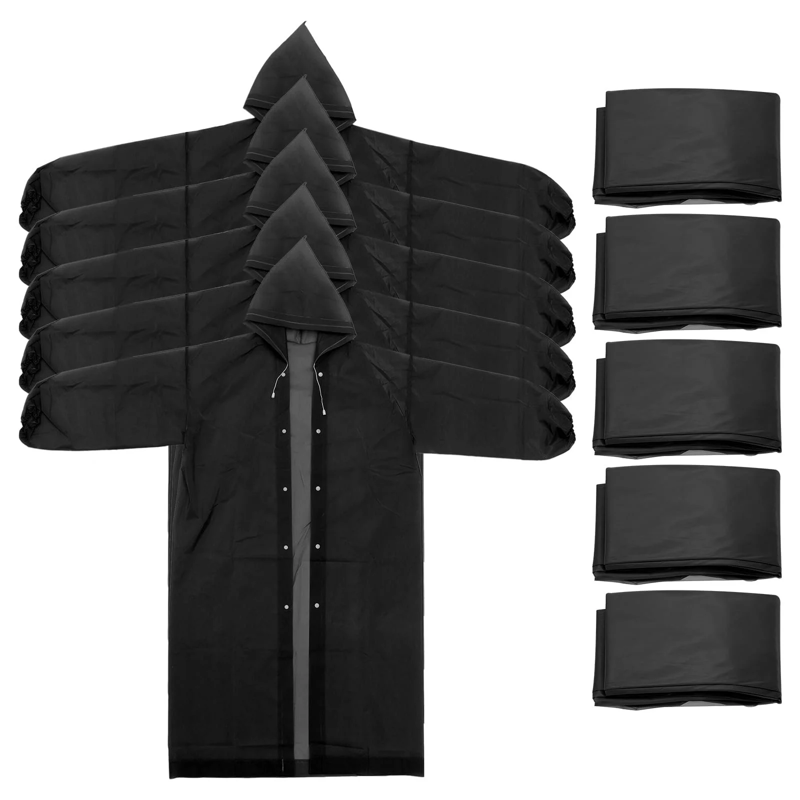 Пончо Patikil дощове для дорослих, 5 шт., легке, багаторазове, EVA, для велоспорту, походів, активного відпочинку, чорне, фото №1