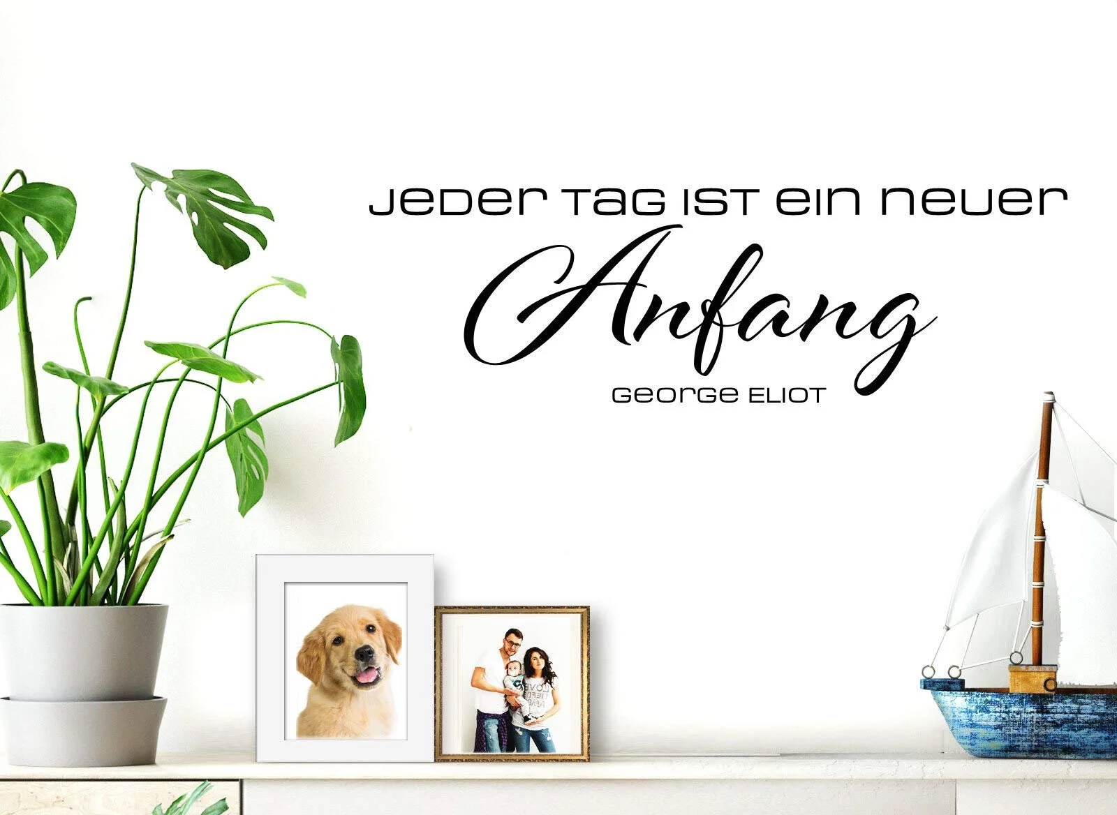 Наклейка на стіну W3473 "Jeder Tag ist EIN Neuer Anfang" Чорна 90 x 28 см, фото №2 Наклейка на стіну W3473 "Jeder Tag ist EIN Neuer Anfang" Чорна 90 x 28 см, фото №2