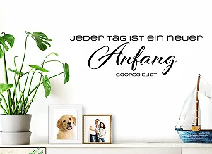 Наклейка на стіну W3473 "Jeder Tag ist EIN Neuer Anfang" Чорна 90 x 28 см synthetic.ua - Фото 1