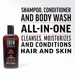 Шампунь, кондиционер и гель для душа 3-в-1 AMERICAN CREW для ежедневного очищения тела и волос для мужчин, 250 мл synthetic.ua - Фото 1