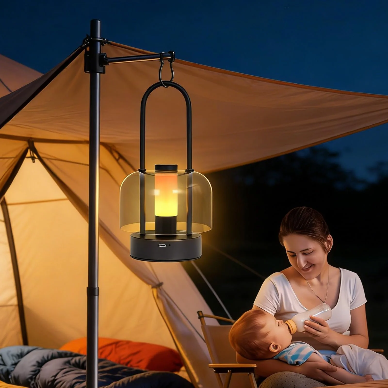 Настільна лампа LED Акумуляторна Сенсорна Димер 3 колірні температури USB Black, фото №5