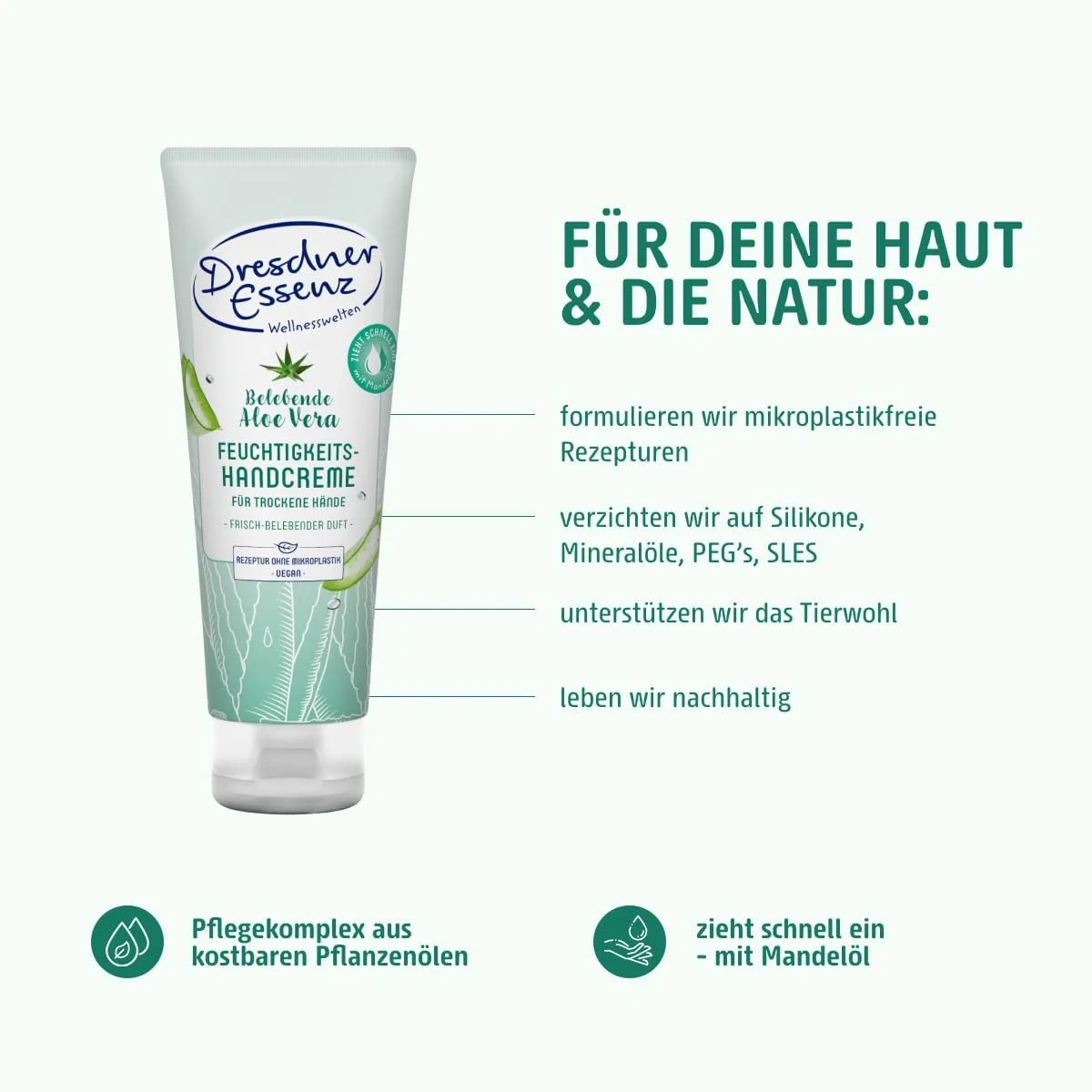 Крем для рук Dresdner Essenz Invigorating Aloe Vera 75 мл, фото №3