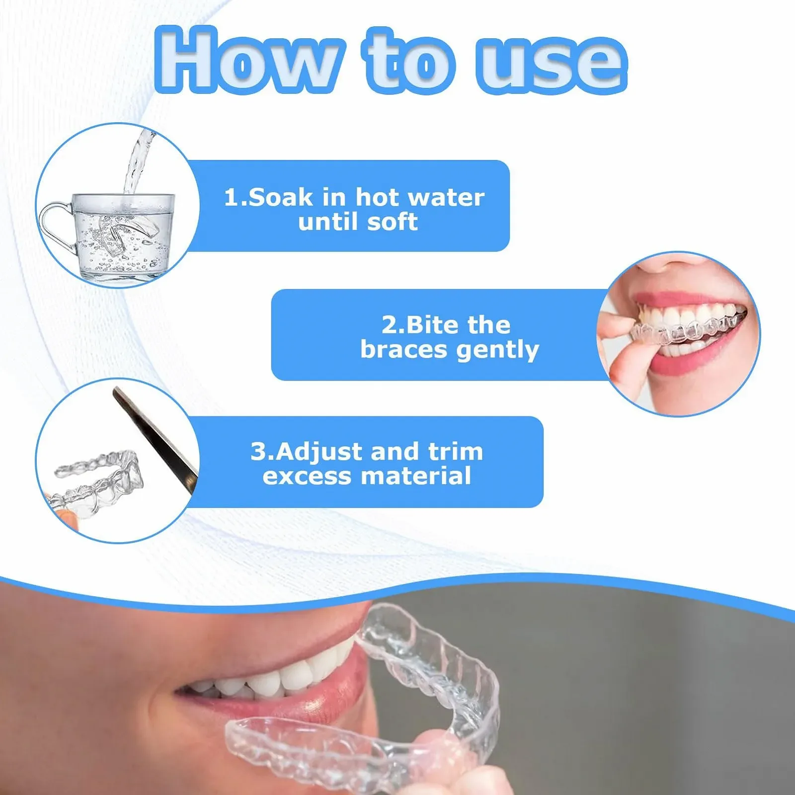 Капа от бруксизма 4 шт., для мужчин и женщин, от бруксизма, скрежета зубами и храпа, фото №3