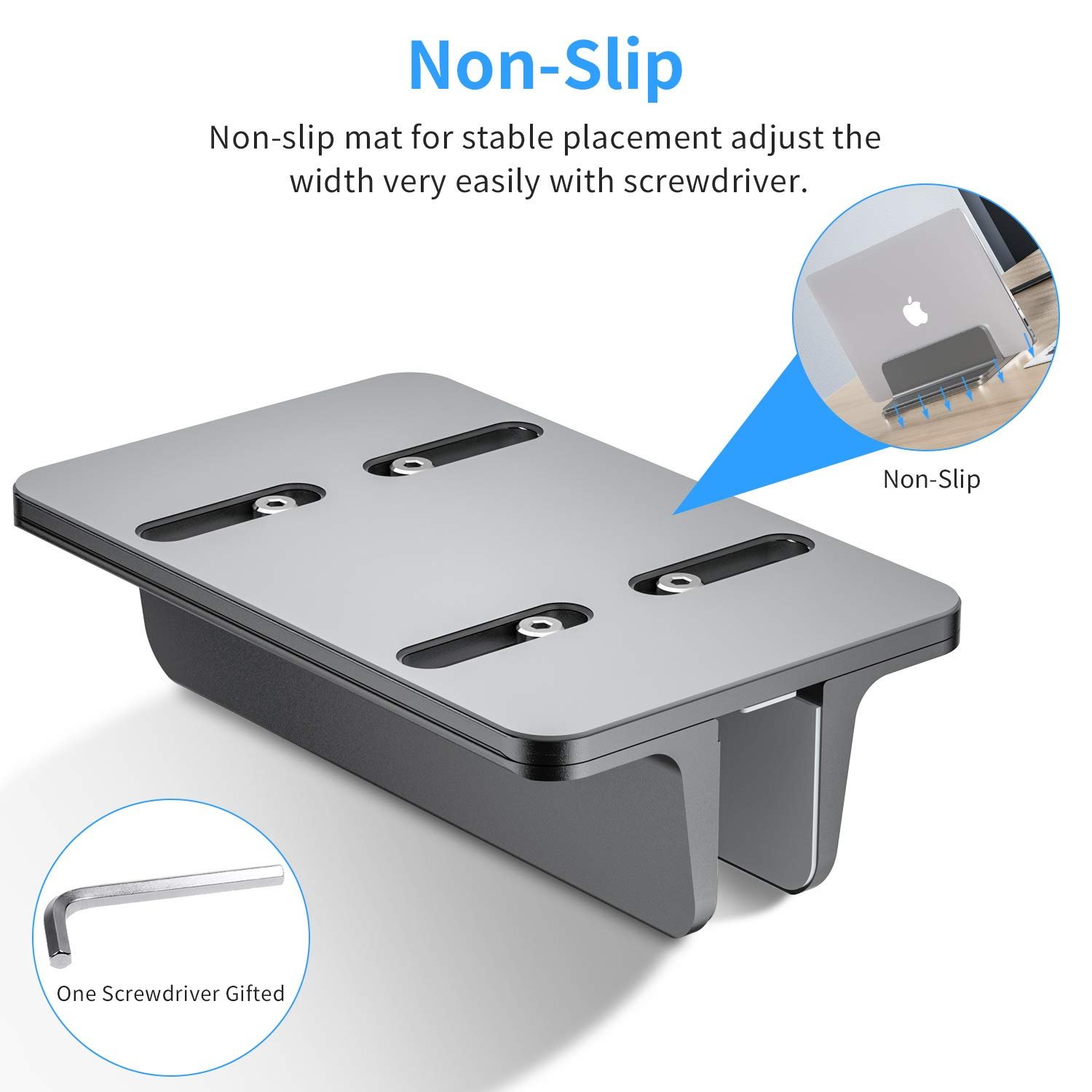 Вертикальная Подставка для Ноутбука Алюминиевая Регулируемая Серая, фото №4